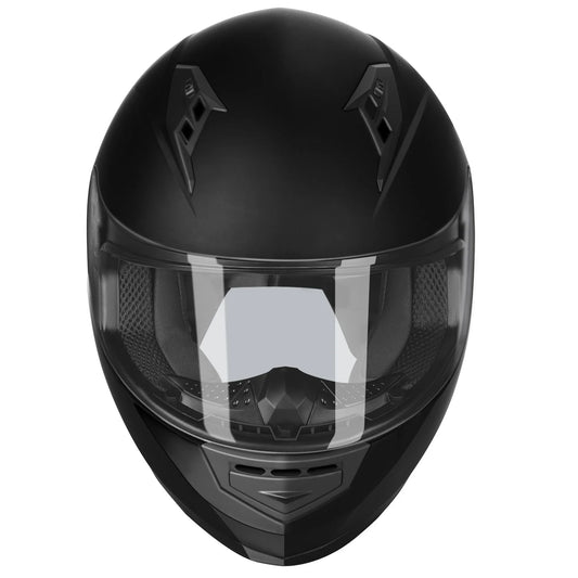 GX11 Compact Motorcycle Helmet - Matte Black, Large - Full Face W/ Tinted Visor, DOT Approved