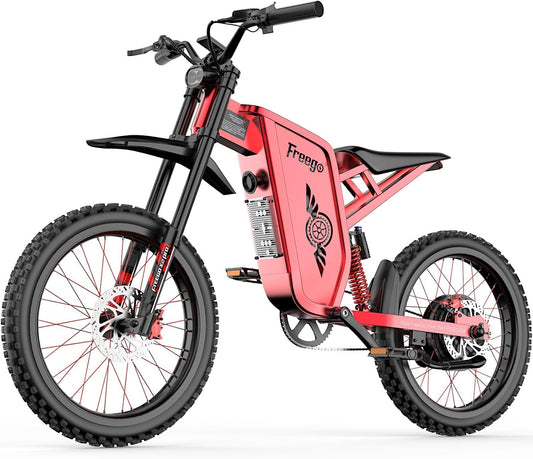 X2PRO 3000W 30AH Battery, 50MPH Speed, Long Range, High-Performance Off-Road E-Bike, Red Apex EcoApexGarage